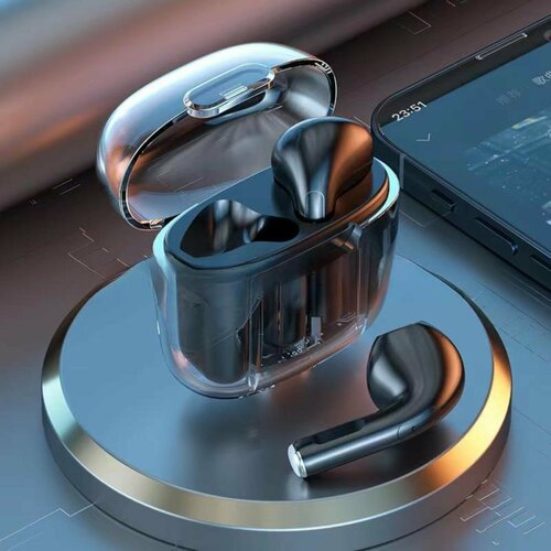 Наушники беспроводные Pro13 TWS вкладыши BT 50 30180 мАч прозрачные чёрные 115000₽