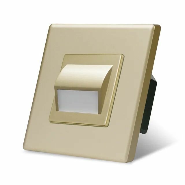 Светодиодный светильник 4000К-4500К для лестниц , подсветка пола, коридора, рамка 86х86мм пластик, цвет золотой