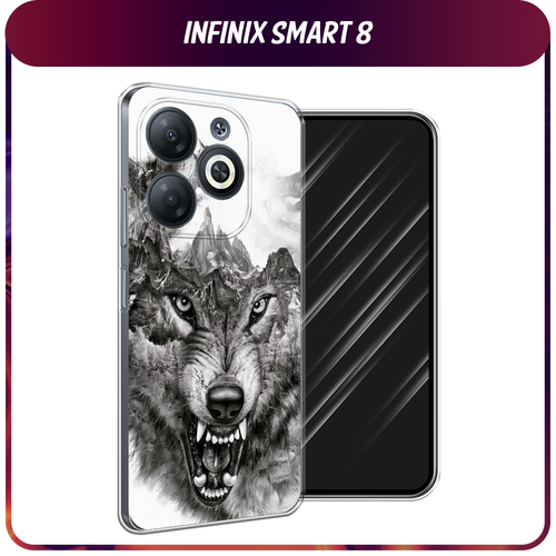 Силиконовый чехол на Infinix Smart 8/Smart 8 HD/Hot 40i / Инфиникс Смарт 8/Смарт 8 HD/Хот 40i Волк в горах