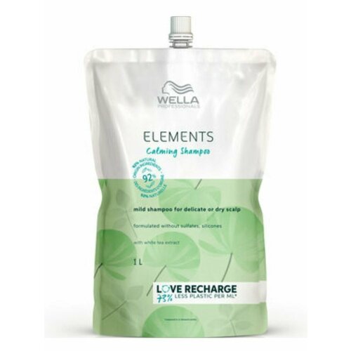 Wella ELEMENTS Calming REFILL - Успокаивающий шампунь 1000 мл мягкая упаковка смягчающий шампунь для раздраженной кожи головы lenitive dermo calming shampoo шампунь 400мл