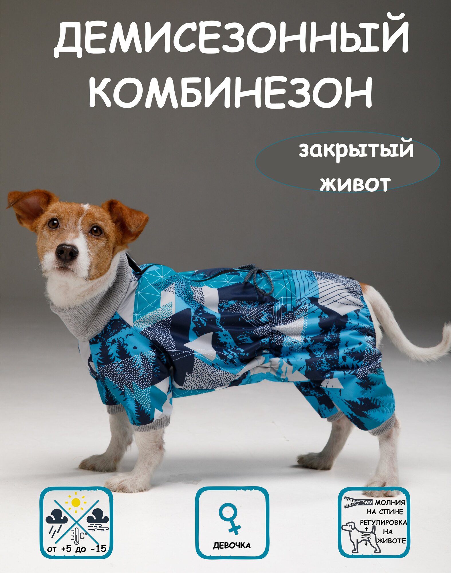 Комбинезон для собак DOGMODA Классик девочка мята размер 4