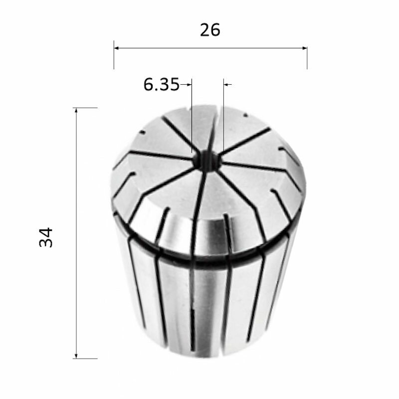 Цанга ER25-6.35, 6.35 мм (биение 0,008)