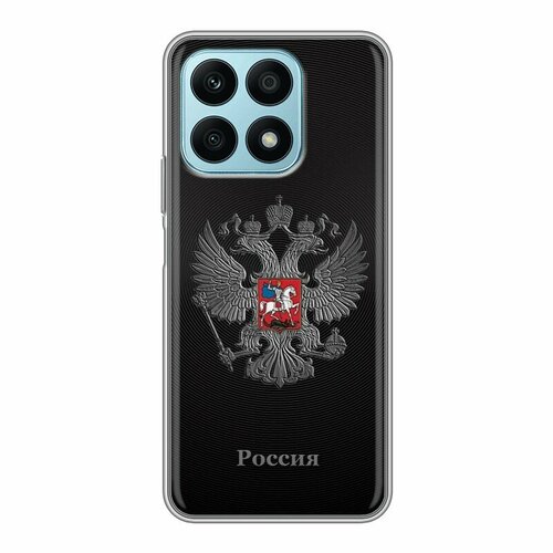 Дизайнерский силиконовый чехол для Хонор Х8а / Huawei Honor X8a герб России серебро силиконовый чехол на honor x8a хонор х8а фон соты красные