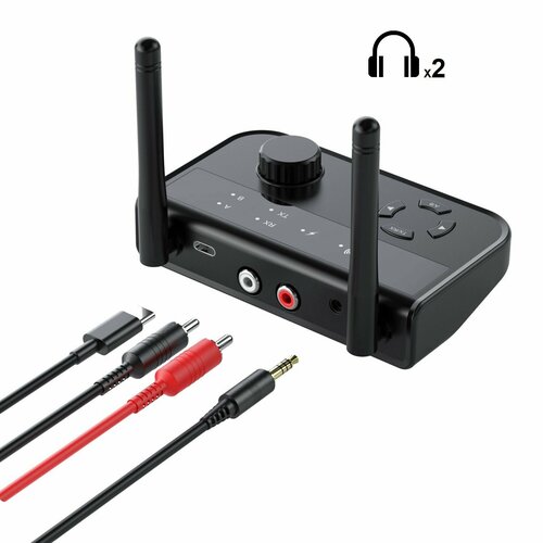 Адаптер Bluetooth Трансмиттер / Ресивер (Приемник / Передатчик аудио) AUX, RCA. B39 для двух наушников