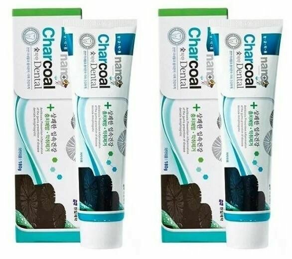 Hanil Зубная паста с серебром и бамбуковым углем NANO Charcoal Dental, 180 г, 2 шт