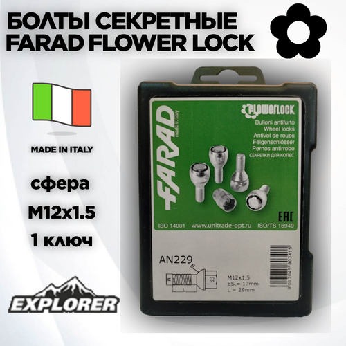 Болты секретные Farad SICUBloc 12x1.5 сфера R12 1 ключ 17 M12 x 1,5