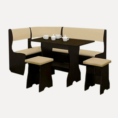 Изображение товара Кухонный уголок с табуретами и диваном,5 сидячих мест, экокожа