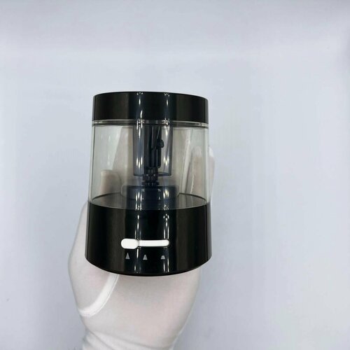 Точилка для карандашей электрическая + детские наклейки + батарейки, мощная 3 режима работы, грифель 6-8 мм, вместительный резервуар, электрическая для школы, черный (VC_sharpener_black)