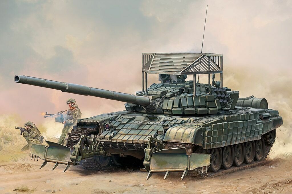 ТР09609 Сборная модель танка Russian Tип-72B1 with KTM-6 & Grating Armour (1/35)