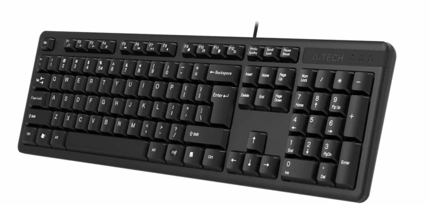 Клавиатура A4Tech KK-3, USB, цифровой блок, водозащита, пластик