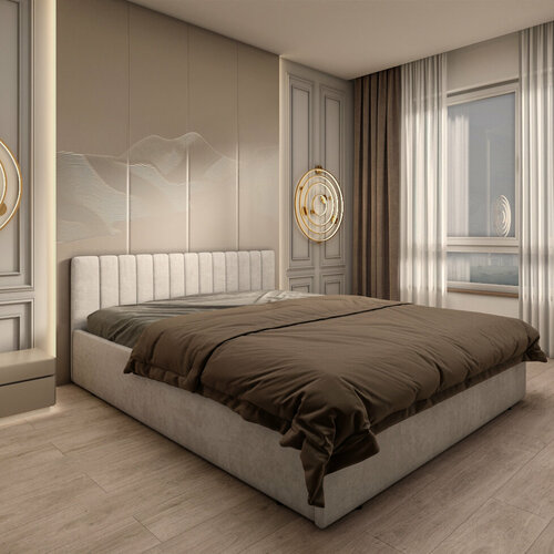 Кровать с мягким изголовьем и подъемным механизмом 160х200