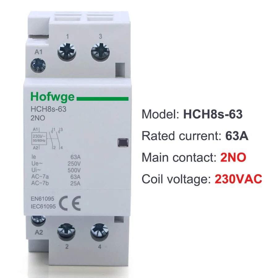 HOFWGE HCH8s-63 контактор 2P 40A 63A 2P 63A 2NO AC230V