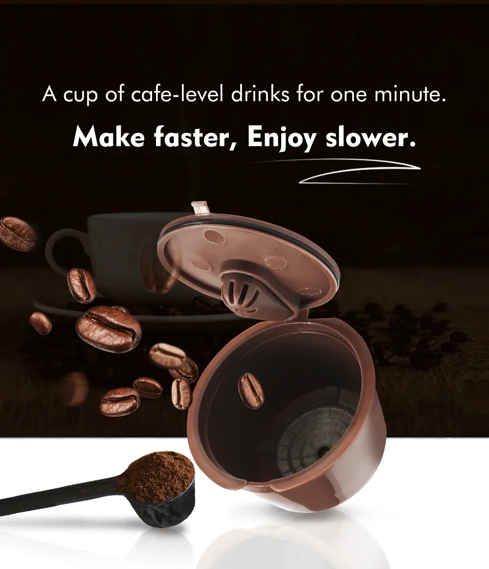 Многоразовая капсула для Nespresso Dolce Gusto из нержавеющей стали, Коричневый — фото 1