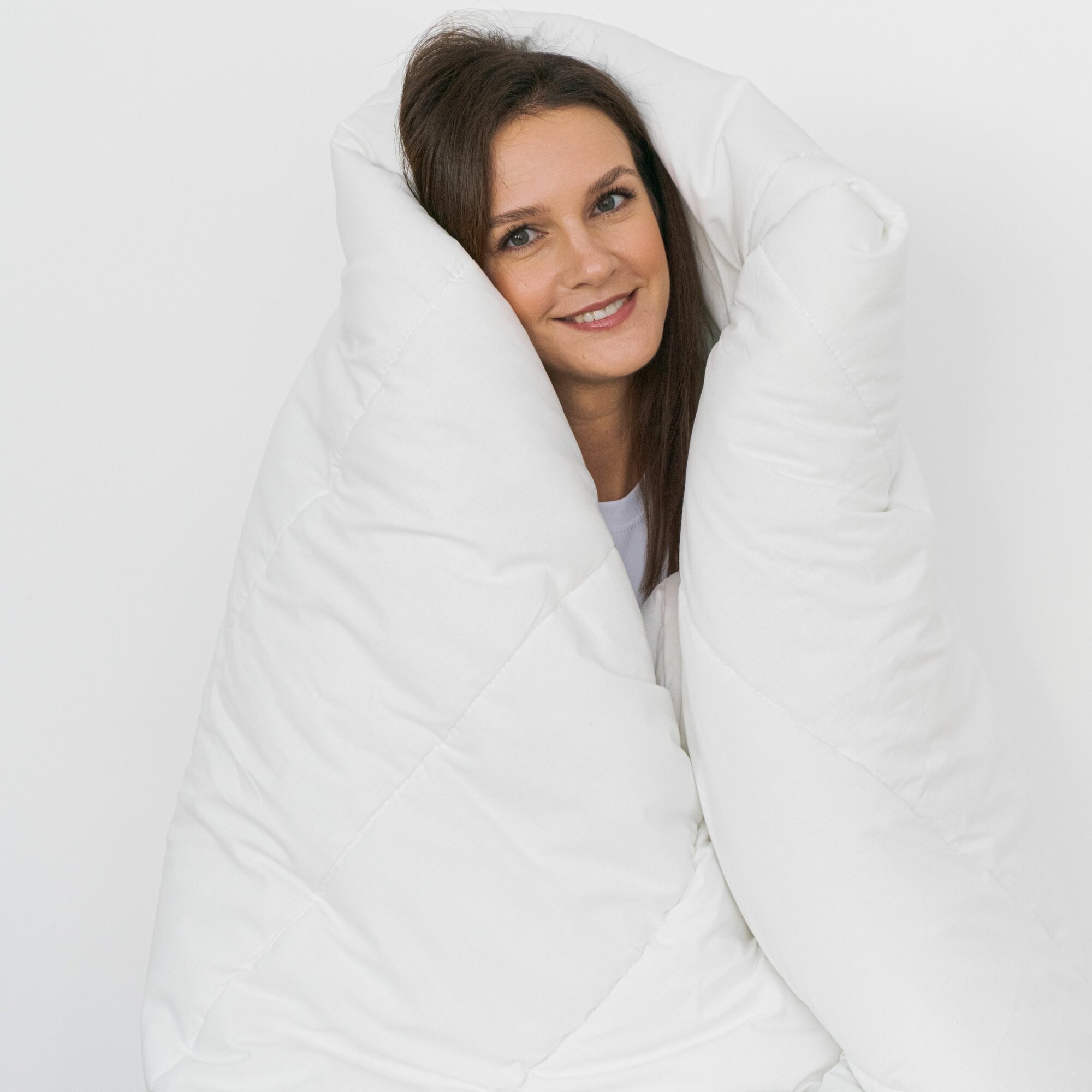 Одеяло 2 спальное всесезонное 200х200 YERRNA, чехол перкаль (хлопок 100%), стеганое, цвет белый — фото 1