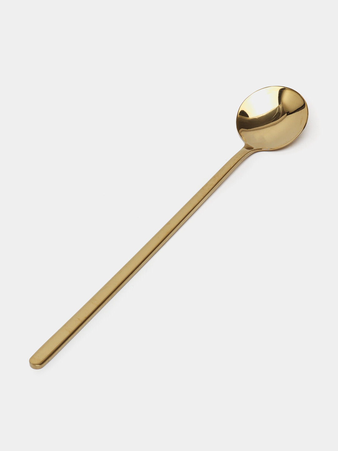 Стильные десертные ложки с длинной ручкой из нержавеющей стали - 2 штуки, длина 13 см, золотая ложка кофейная, ложка чайная — фото 1