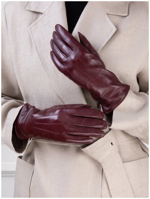 Перчатки ELEGANZZA зимние, натуральная кожа, подкладка, размер 7, бордовый