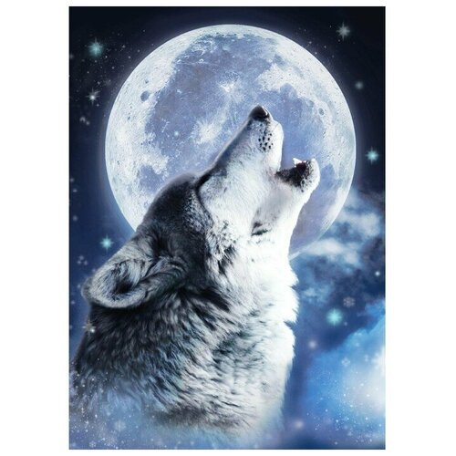 Алмазная мозаика с полным заполнением на холсте «Волк», 15 х 21 см алмазная вышивка new world одинокий волк на скале под полной луной две картинки