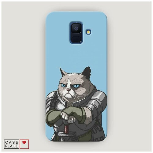 фото Чехол пластиковый samsung galaxy a6 грустный кот в доспехах case place
