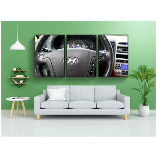 фото Набор модулных постеров для интерьера "hyundai, санта-фе, руль" 60x90 см. в тубусе, без рамки lotsprints