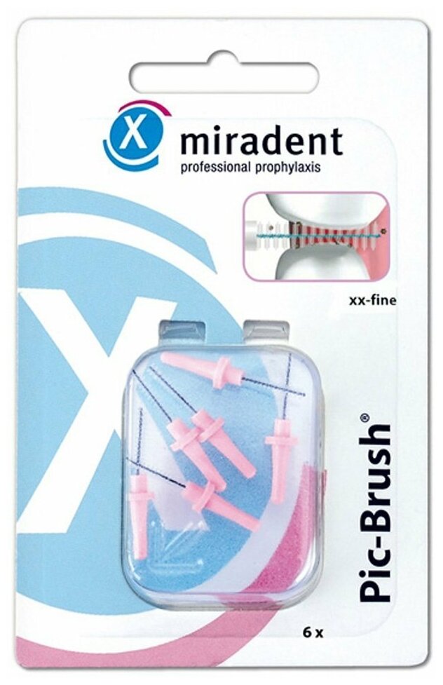 Запасные ершики miradent Pic Brush Pink, розовые