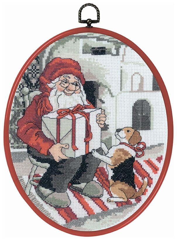 Набор для вышивания Санта и пёс 20 х 26 см PERMIN 92-0620