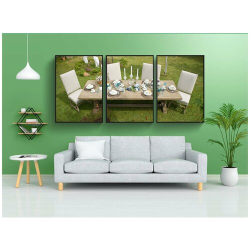 фото Набор модулных постеров для интерьера "мебель, таблица, трава" 60x90 см. в тубусе, без рамки lotsprints