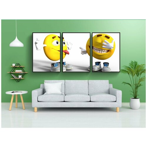 фото Набор модулных постеров для интерьера "смайлик, изолированные, прозрачный фон" 60x90 см. в тубусе, без рамки lotsprints
