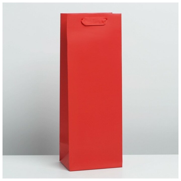 Дарите Счастье Пакет подарочный под бутылку, упаковка, «Красный», 13 x 36 x 10 см