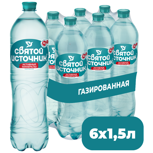 Вода питьевая Святой Источник Активные минералы газированная, ПЭТ, 6 шт. по 1.5 л