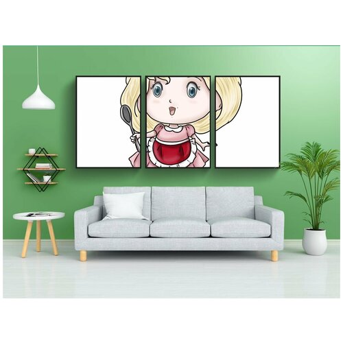 фото Набор модулных постеров для интерьера "девочка, милый, ложка" 60x90 см. в тубусе, без рамки lotsprints