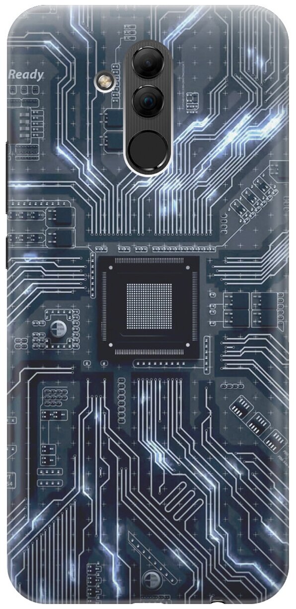 Силиконовый чехол на Huawei Mate 20 Lite / Хуавей Мейт 20 Лайт с принтом "Синяя микросхема"