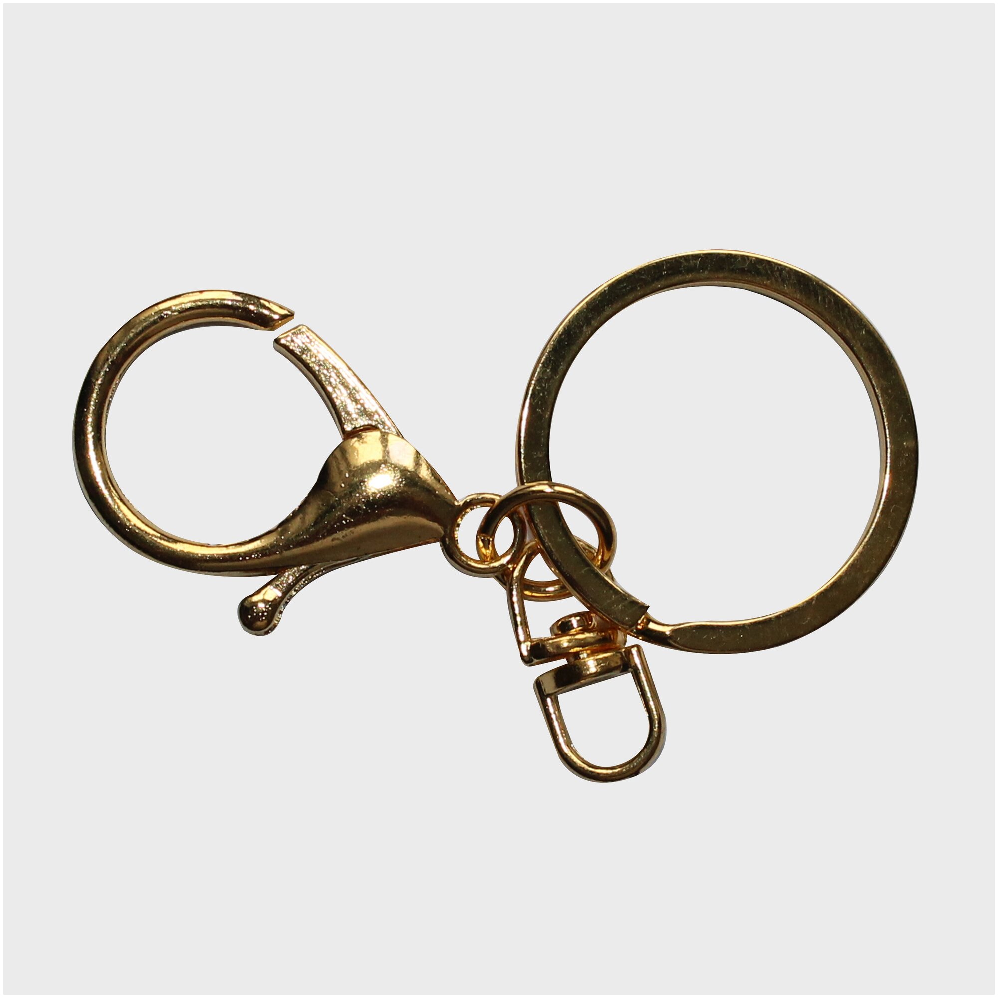 Кольцо для ключей с карабином диаметр 30 мм золото 1 шт.