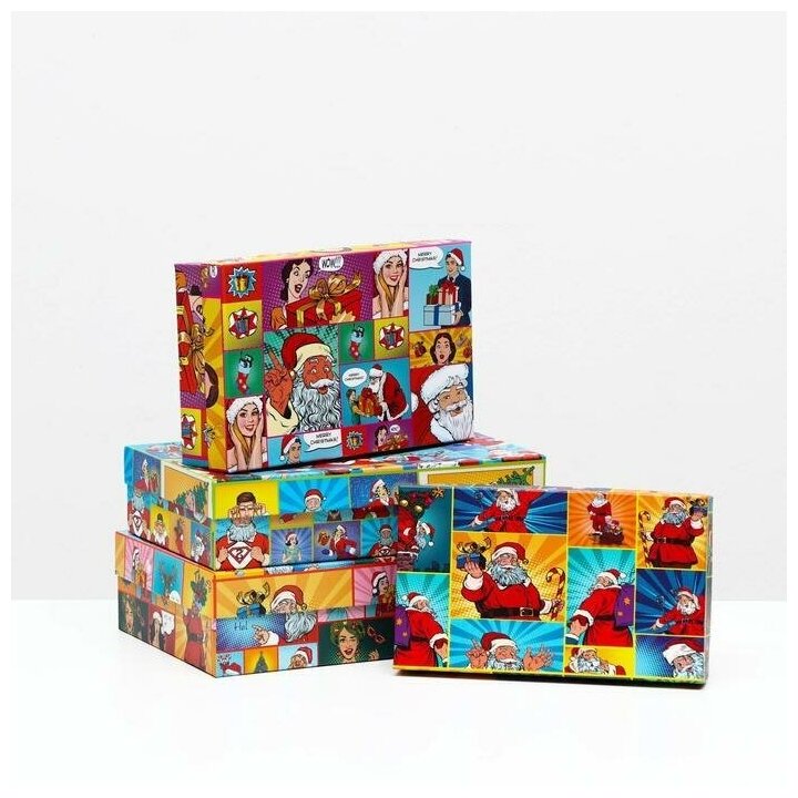 Набор коробок 4 в 1 "Рop-art новогодний 1", 30 x 20 x 8 - 24 x 14 x 5 см
