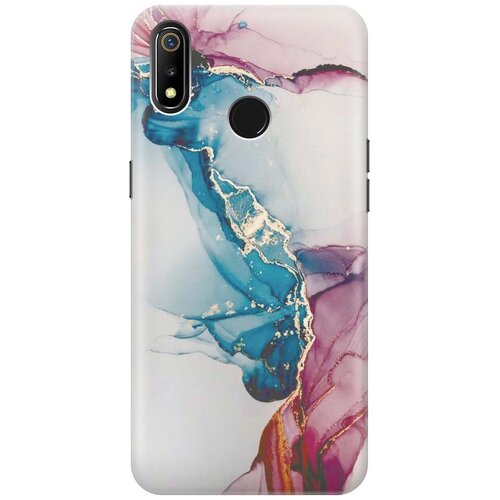 фото Re:pa накладка transparent для realme 3 с принтом "сине-розовый мрамор"