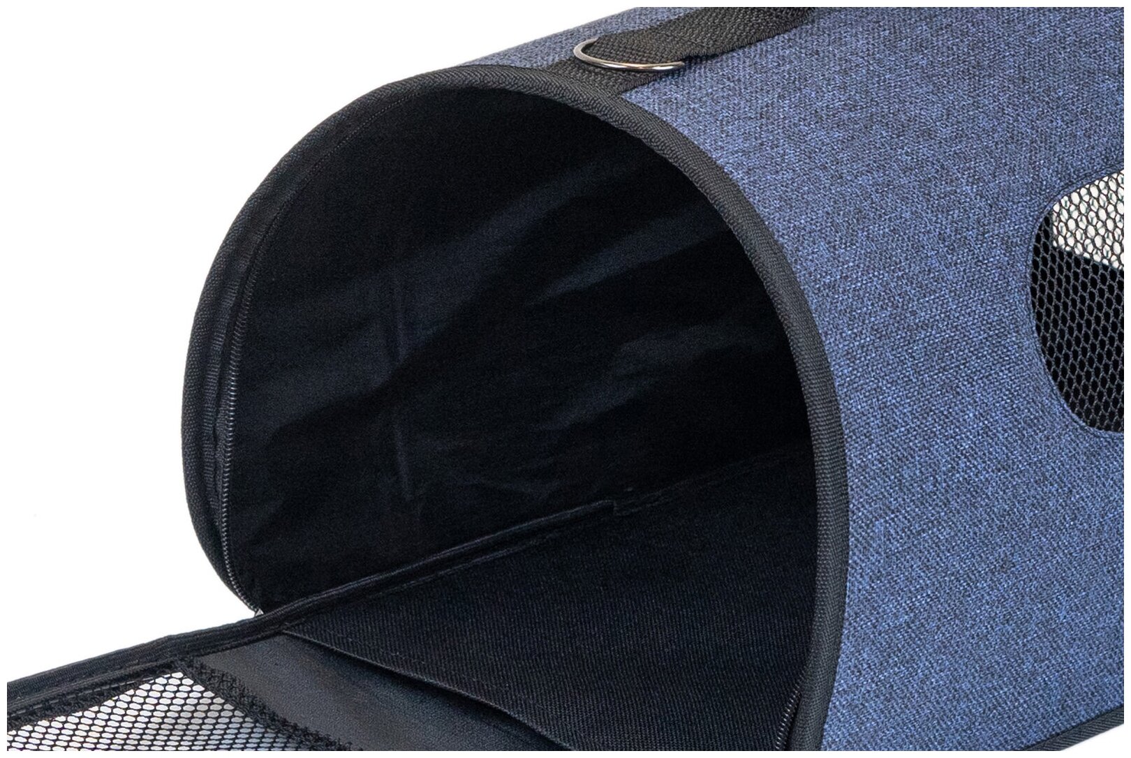 Переноска сумка жёсткая "PetTails" Комфорт №2 40,5*24*24см (рогожка, пластик) синяя - фотография № 3