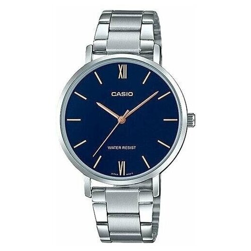 фото Наручные часы casio японские наручные часы casio collection ltp-vt01d-2b2, серебряный, синий