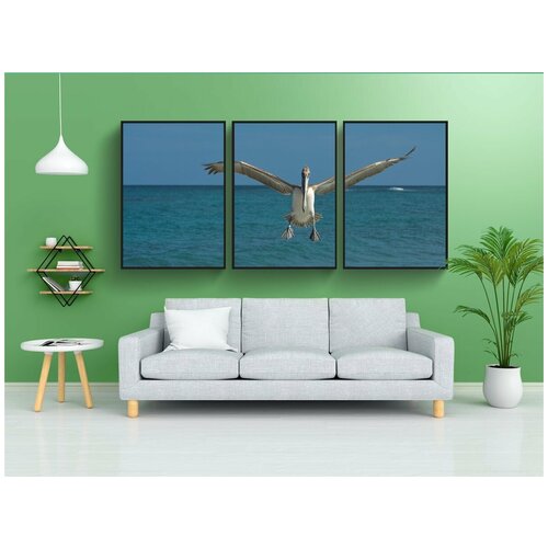 фото Набор модулных постеров для интерьера "море, океан, птица" 60x90 см. в тубусе, без рамки lotsprints