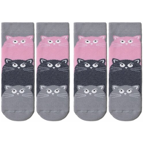 фото Комплект из 2 пар детских махровых носков брестские (бчк) рис. 256, светло-серые, размер 17-18