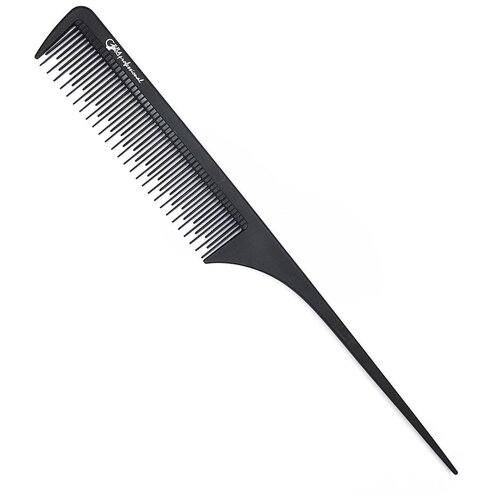 Купить Gera Professional, Расческа карбоновая для стрижки волос GPR00313, с хвостиком, цвет черный