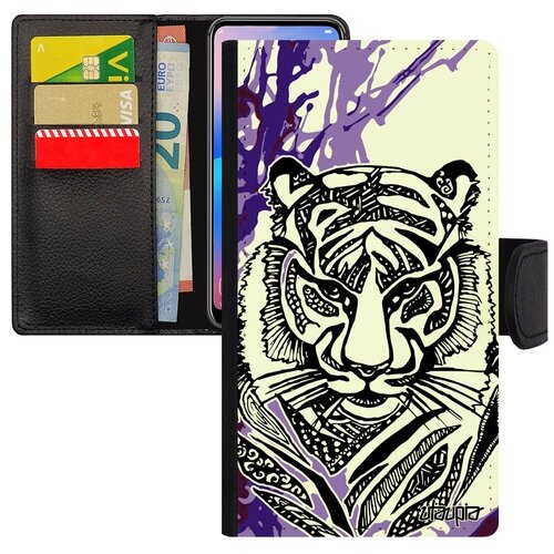 фото Защитный чехол-книжка на смартфон // iphone 7 plus // "тигр" африка охота, utaupia, фиолетовый
