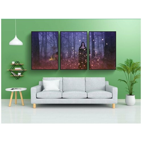 фото Набор модулных постеров для интерьера "женщина, молодой, готика" 60x90 см. в тубусе, без рамки lotsprints