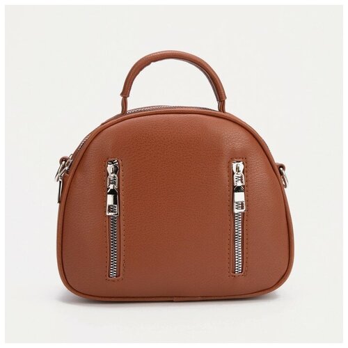 фото Саквояж, отдел на молнии, 2 наружных кармана, длинный ремень, цвет рыжий нет бренда