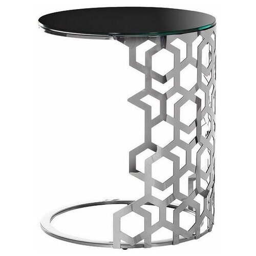 фото Стол приставной стекло (черный, серебро) размер: 50*60*50 см garda decor