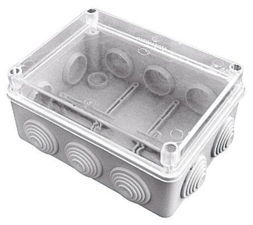 Коробка распределительная КМР-050-042пк пылевлагозащищенная, 10 мембранных вводов, уплотнительный шнур, прозрачная крышка (190х140х70) EKF PROxima - фотография № 1