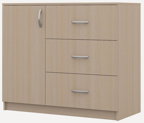 Изображение товара Комод КД-2 "Колизей мебель" дуб молочный (ШхГхВ) (1000х430х850)мм, 3 ящика, дверка