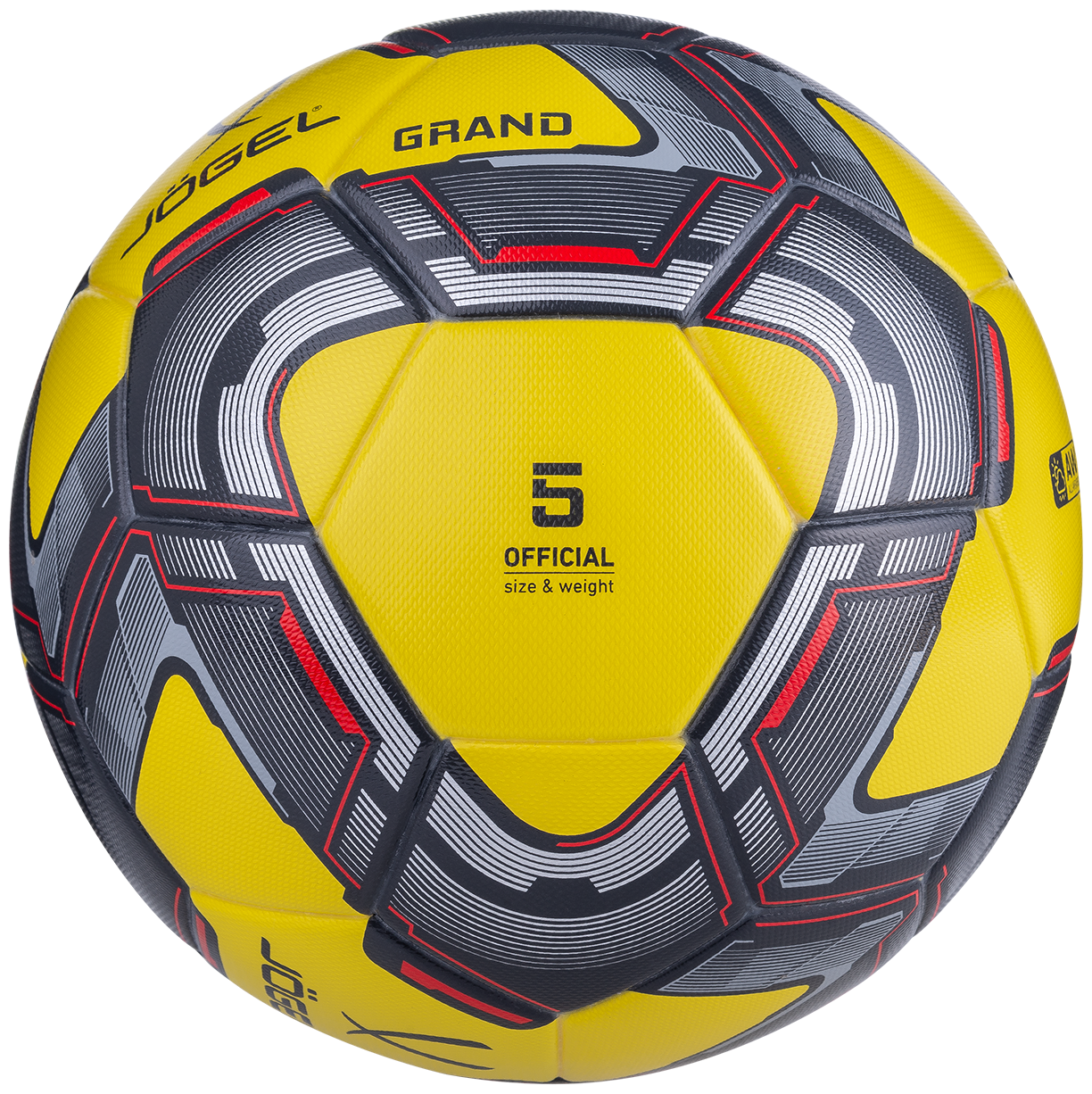 Мяч футбольный Jögel Grand №5, желтый/серый/красный (5)