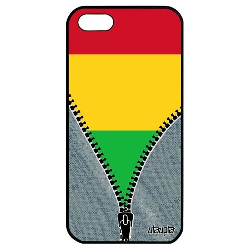 фото Противоударный чехол для мобильного // iphone 5 5s se (2016) // "флаг мали на молнии" государственный страна, utaupia, серый