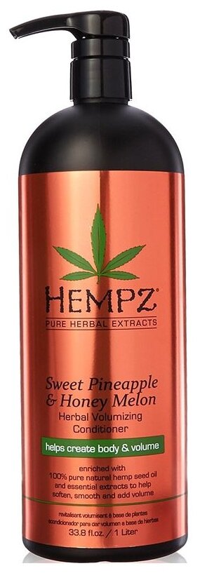 Hempz Кондиционер растительный Sweet Pineapple & Honey Melon Herbal Volumizing Conditioner для придания объёма, 1000 мл