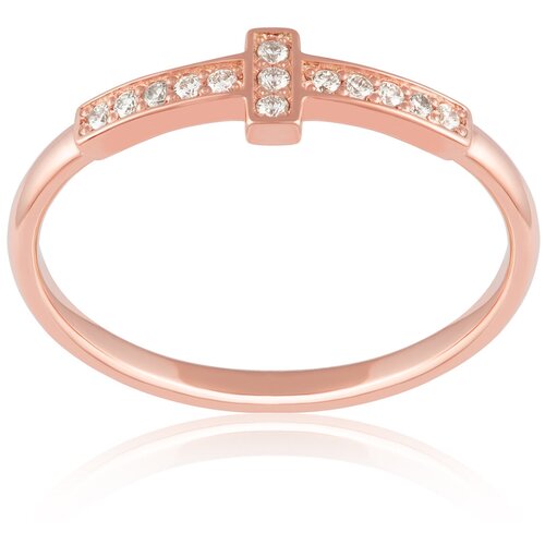 Кольцо из розового золота с натуральными белыми бриллиантами CROES, размер 16