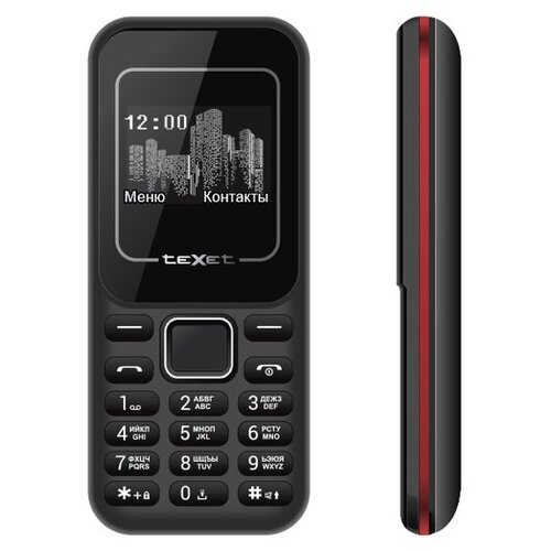 фото Мобильный телефон texet tm-120, черный/красный